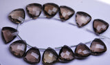 Natural Smoky Quartz Faceted Trillion Briolettes Gemstone Loose Beads 1 Pair 14mm