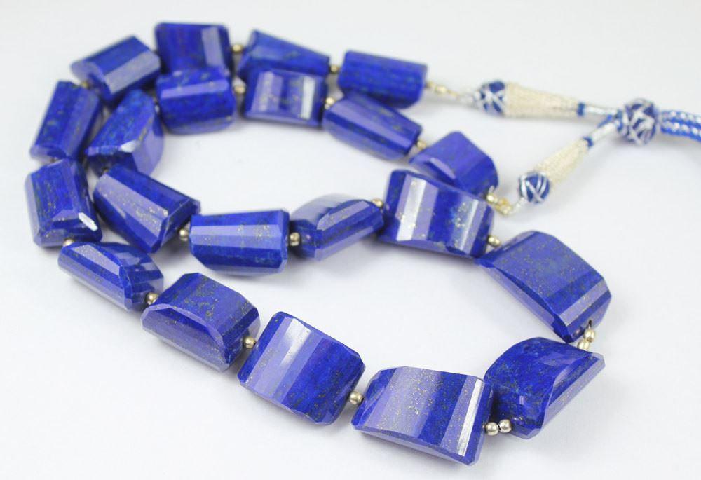 Natural Top Blue Lapis Lazuli Faceted Nugget Necklace Gemstone Beads 19" - Jalvi & Co.