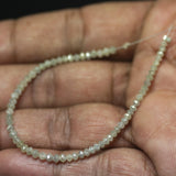 Natural White Diamond Micro Faceted Loose Rondelle Gemstone Beads 2.3mm 2.6mm 5