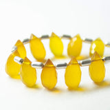 Natural Yellow Chalcedony Faceted Teardrop Beads 10mm 10pc