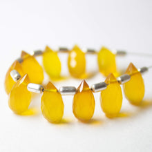Load image into Gallery viewer, Natural Yellow Chalcedony Faceted Teardrop Beads 10mm 10pc - Jalvi &amp; Co.