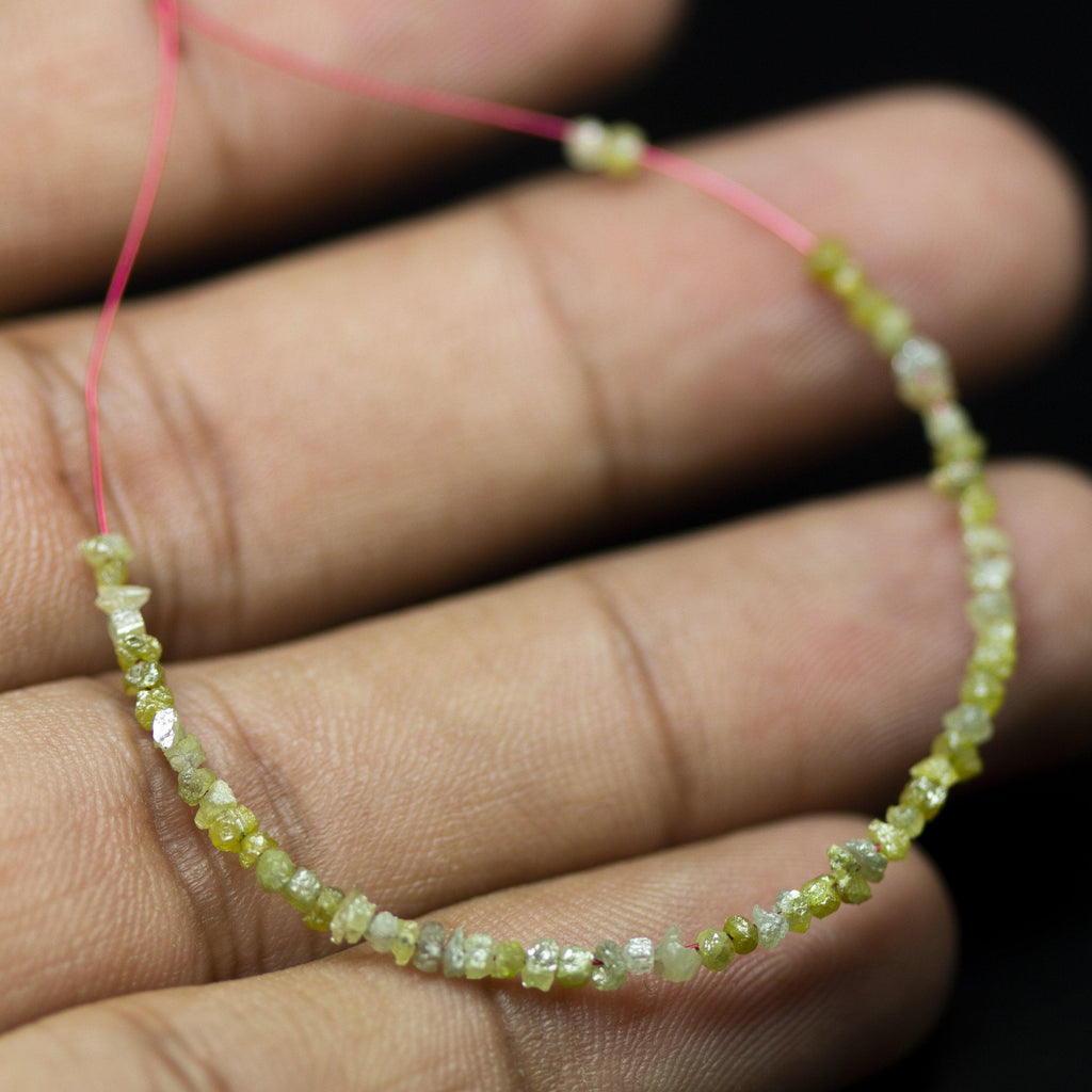 Natural Yellow Diamond Uncut Rough Beads 2mm 2.5mm 3.5inches - Jalvi & Co.