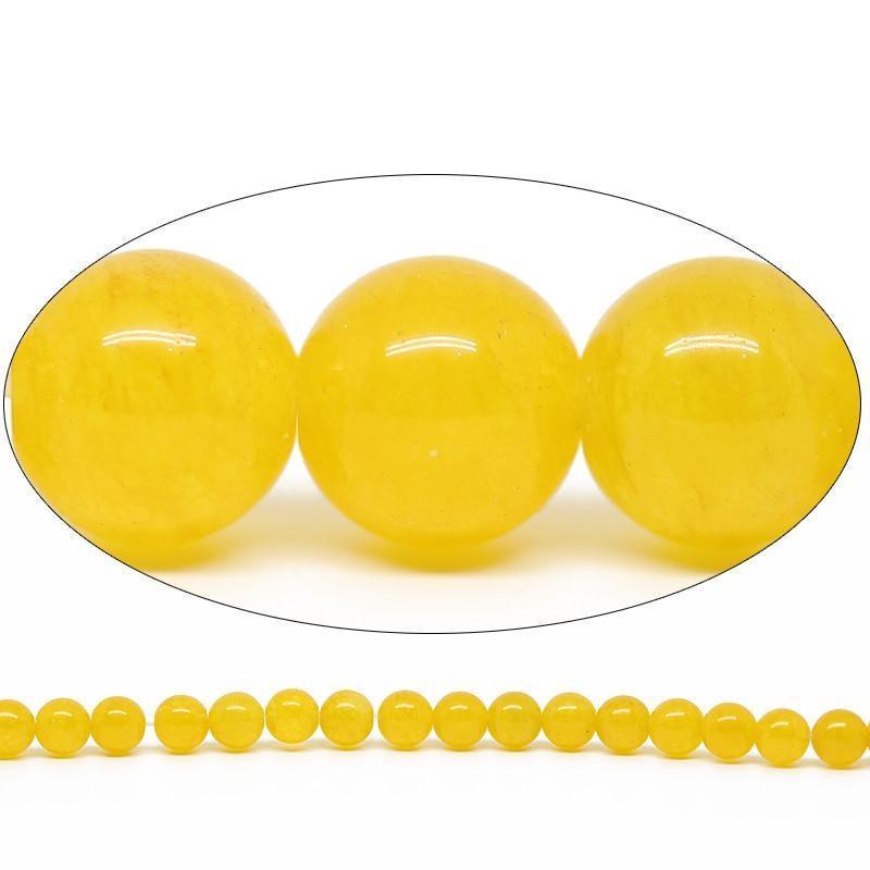 Natural Yellow Jade Smooth Round Ball Gemstone Loose Spacer Beads 10mm 15" - Jalvi & Co.