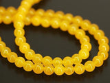 Natural Yellow Jade Smooth Round Gemstone Loose Beads Strand 8mm 15