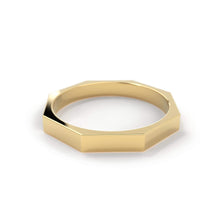 Load image into Gallery viewer, Octagon Gold Ring / 14k Solid Gold Ring / Minimalist Geometric Design Ring / Bolt Shape Ring / Simple Ring / Wedding Ring, Gifts for Her - Jalvi &amp; Co.