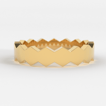 Load image into Gallery viewer, Octagon Wedding Band / 14k Gold All Around Octagon Women's Wedding Band / Unique Unisex Wedding Band / Polygon Handmade Solid Gold Band - Jalvi & Co.