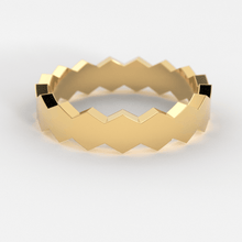 Load image into Gallery viewer, Octagon Wedding Band / 14k Gold All Around Octagon Women&#39;s Wedding Band / Unique Unisex Wedding Band / Polygon Handmade Solid Gold Band - Jalvi &amp; Co.