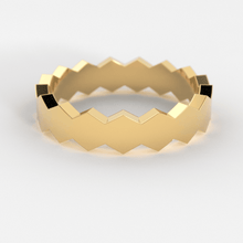 Load image into Gallery viewer, Octagon Wedding Band / 14k Gold All Around Octagon Women's Wedding Band / Unique Unisex Wedding Band / Polygon Handmade Solid Gold Band - Jalvi & Co.