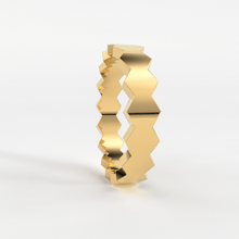 Load image into Gallery viewer, Octagon Wedding Band / 14k Gold All Around Octagon Women's Wedding Band / Unique Unisex Wedding Band / Polygon Handmade Solid Gold Band - Jalvi & Co.