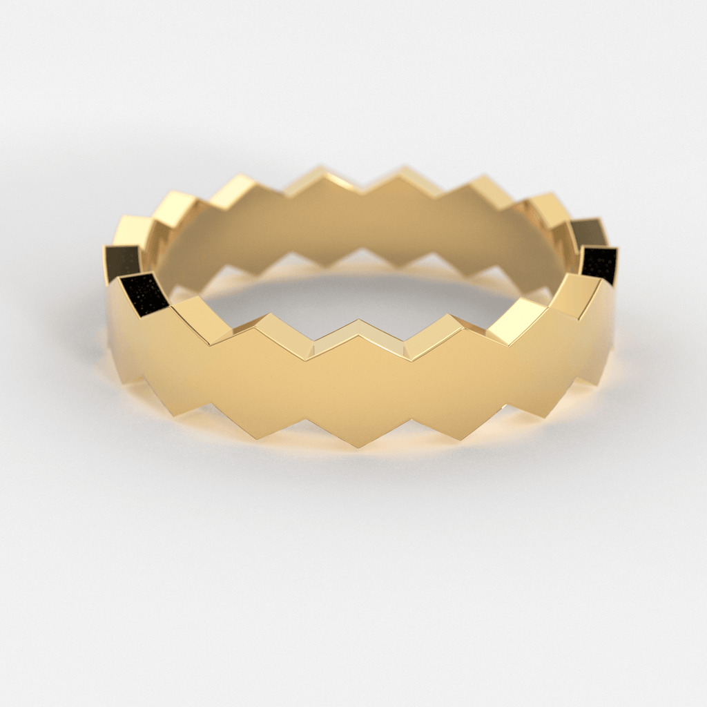 Octagon Wedding Band / 14k Gold All Around Octagon Women's Wedding Band / Unique Unisex Wedding Band / Polygon Handmade Solid Gold Band - Jalvi & Co.