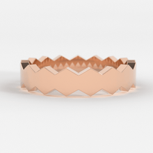 Load image into Gallery viewer, Octagon Wedding Band / 14k Gold All Around Octagon Women's Wedding Band / Unique Unisex Wedding Band / Polygon Handmade Solid Gold Band - Jalvi & Co.