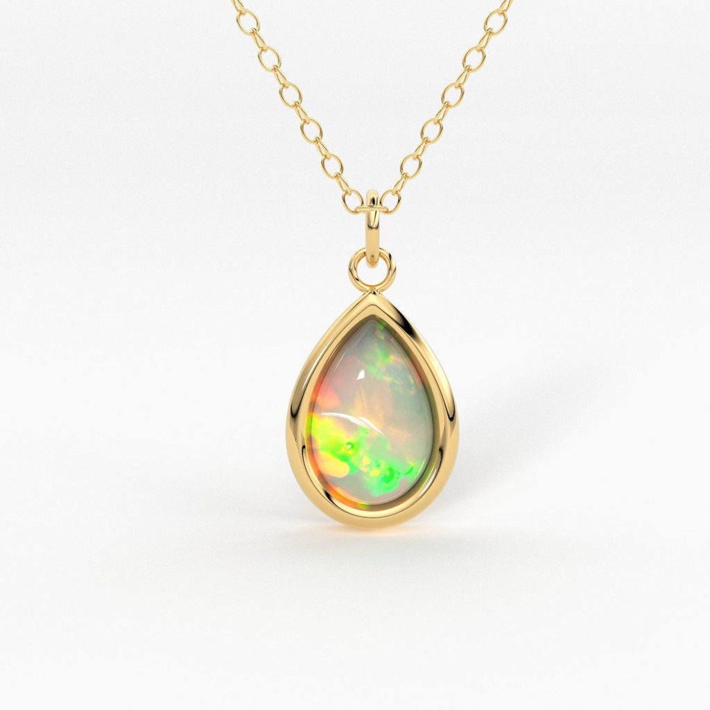 Opal 14k Gold Necklace / Teardrop Opal Necklace / Small Opal Necklace / Opal Jewelry / Dainty Necklace / Minimalist Jewelry / Gift for her - Jalvi & Co.