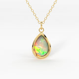 Opal 14k Gold Necklace / Teardrop Opal Necklace / Small Opal Necklace / Opal Jewelry / Dainty Necklace / Minimalist Jewelry / Gift for her