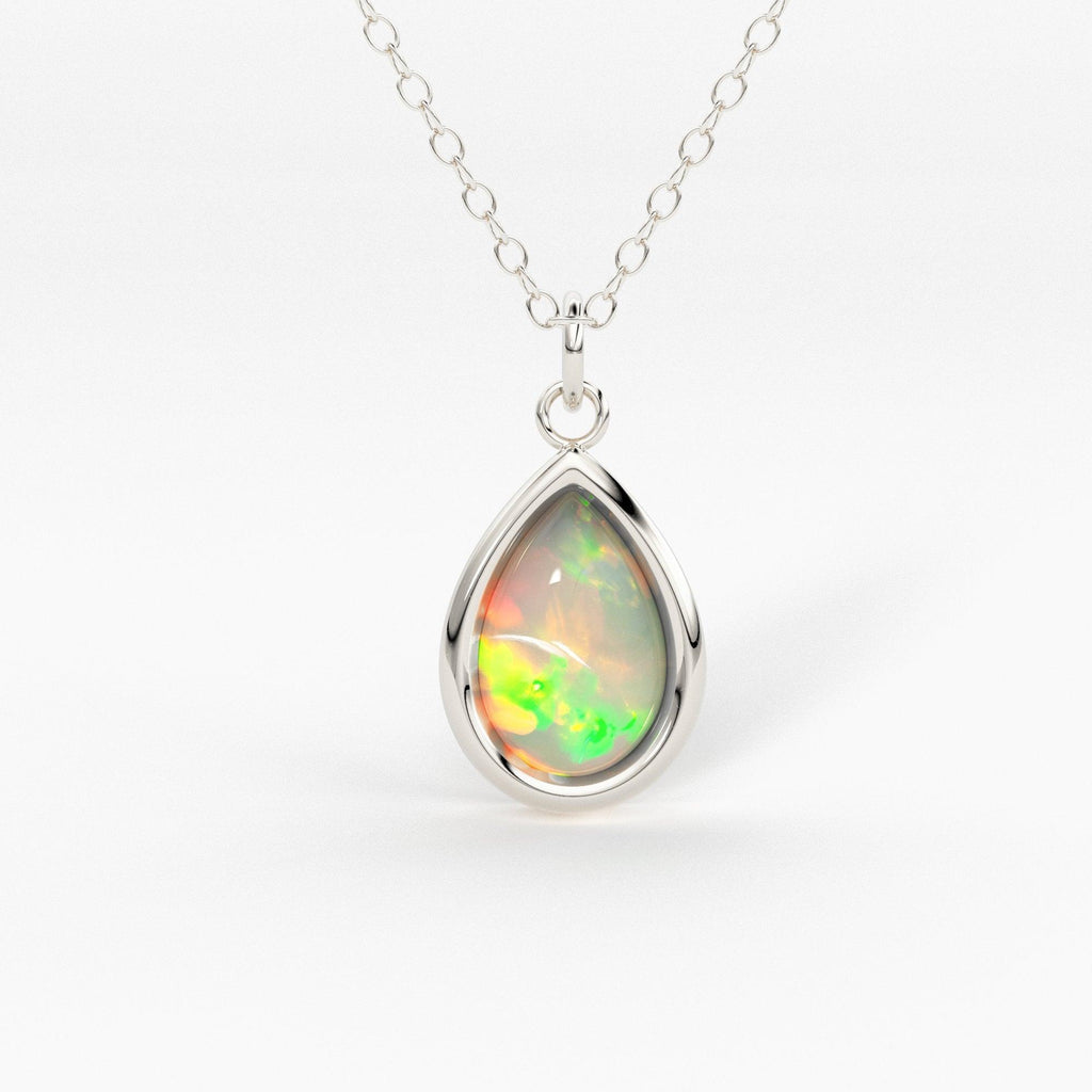 Opal 14k Gold Necklace / Teardrop Opal Necklace / Small Opal Necklace / Opal Jewelry / Dainty Necklace / Minimalist Jewelry / Gift for her - Jalvi & Co.