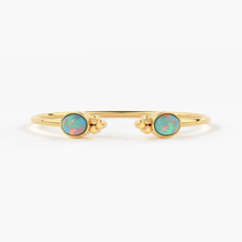 Load image into Gallery viewer, Opal Cuff Bracelet, Open Bangle Bracelet, Real Solid Gold Cuff Bracelet, Vintage Stacking Bangle, 14k Gold Bangle Bracelet - Jalvi & Co.