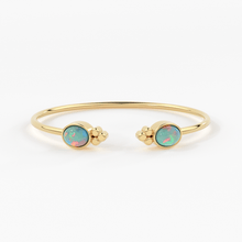 Load image into Gallery viewer, Opal Cuff Bracelet, Open Bangle Bracelet, Real Solid Gold Cuff Bracelet, Vintage Stacking Bangle, 14k Gold Bangle Bracelet - Jalvi & Co.