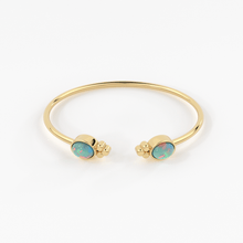 Load image into Gallery viewer, Opal Cuff Bracelet, Open Bangle Bracelet, Real Solid Gold Cuff Bracelet, Vintage Stacking Bangle, 14k Gold Bangle Bracelet - Jalvi &amp; Co.