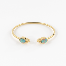 Load image into Gallery viewer, Opal Cuff Bracelet, Open Bangle Bracelet, Real Solid Gold Cuff Bracelet, Vintage Stacking Bangle, 14k Gold Bangle Bracelet - Jalvi & Co.