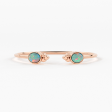 Load image into Gallery viewer, Opal Cuff Bracelet, Open Bangle Bracelet, Real Solid Gold Cuff Bracelet, Vintage Stacking Bangle, 14k Gold Bangle Bracelet - Jalvi & Co.