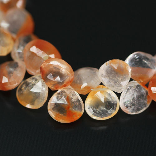 Orange Tangerine Quartz Faceted Heart Gemstone Loose Beads Strand 4