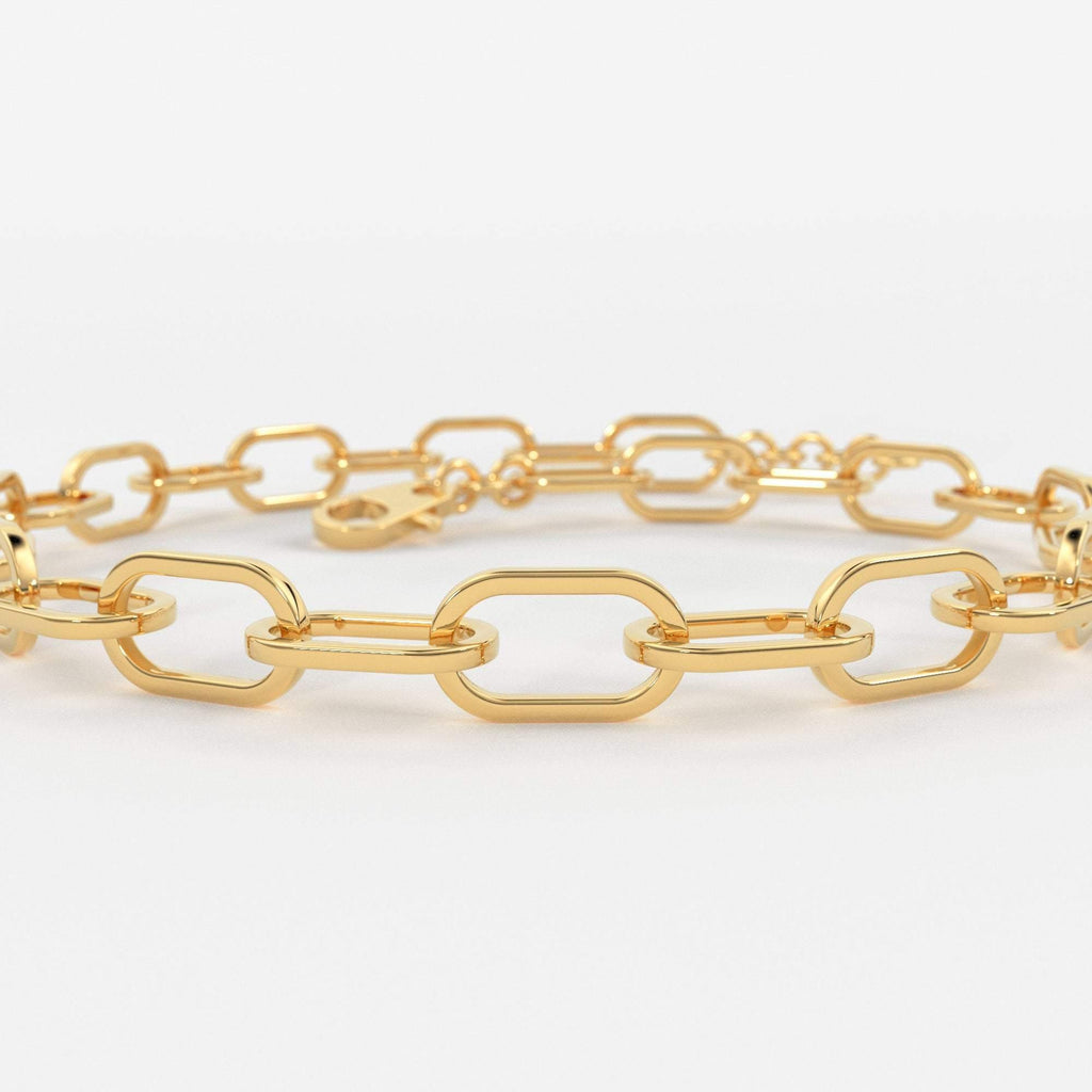 Paper Clip Bracelet / 14k Gold Paper Clip Link Bracelet 8 MM / Gold Link Chain Bracelet / Rectangle Link Staple Bracelet / Layering Bracelet - Jalvi & Co.