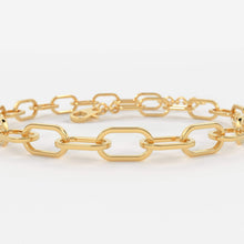 Load image into Gallery viewer, Paper Clip Bracelet / 14k Gold Paper Clip Link Bracelet 8 MM / Gold Link Chain Bracelet / Rectangle Link Staple Bracelet / Layering Bracelet - Jalvi & Co.