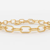 Paper Clip Bracelet / 14k Gold Paper Clip Link Bracelet 8 MM / Gold Link Chain Bracelet / Rectangle Link Staple Bracelet / Layering Bracelet