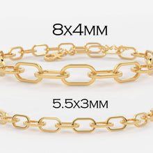 Load image into Gallery viewer, Paper Clip Bracelet / 14k Gold Paper Clip Link Bracelet 8 MM / Gold Link Chain Bracelet / Rectangle Link Staple Bracelet / Layering Bracelet - Jalvi & Co.