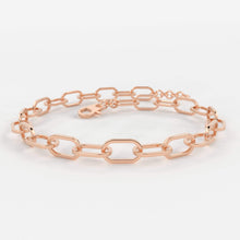 Load image into Gallery viewer, Paper Clip Bracelet / 14k Gold Paper Clip Link Bracelet 8 MM / Gold Link Chain Bracelet / Rectangle Link Staple Bracelet / Layering Bracelet - Jalvi & Co.