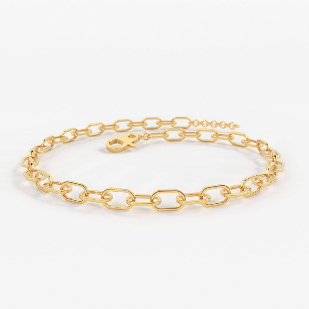 Paper Clip Bracelet / 14k Gold Paper Clip Link Bracelet 8 MM / Gold Link Chain Bracelet / Rectangle Link Staple Bracelet / Layering Bracelet - Jalvi & Co.