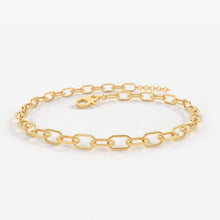 Load image into Gallery viewer, Paper Clip Bracelet / 14k Gold Paper Clip Link Bracelet 8 MM / Gold Link Chain Bracelet / Rectangle Link Staple Bracelet / Layering Bracelet - Jalvi & Co.
