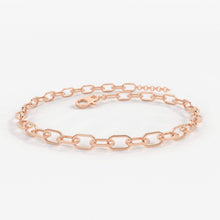 Load image into Gallery viewer, Paper Clip Bracelet / 14k Gold Paper Clip Link Bracelet 8 MM / Gold Link Chain Bracelet / Rectangle Link Staple Bracelet / Layering Bracelet - Jalvi & Co.