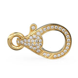 Pave Natural Genuine Diamond Solid Gold Lobster Clasp Handmade Claw Clasp with Ring 17mm x 7mm Jewelry Making Necklace Bracelet Findings