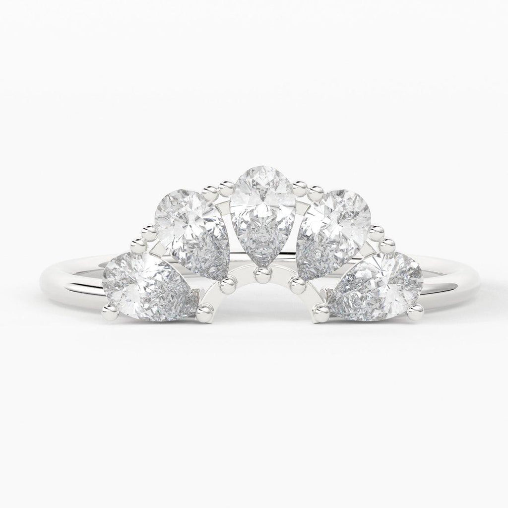 Pear Diamond Band in 14k Gold / Diamond Ring / Pear Gold Band White Diamond Ring / Pear Diamond Wedding Band - Jalvi & Co.