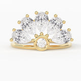 Pear Diamond Band in 14k Gold / Diamond Ring / Pear Round Gold Band White Diamond Ring / Pear Diamond Wedding Band