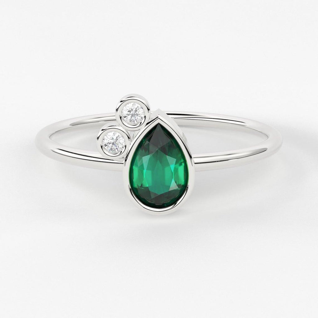 Pear Emerald Ring / Emerald Engagement Ring in 14k Gold / Pear Cut Natural Emerald Diamond Ring / May Birthstone / Promise Ring - Jalvi & Co.