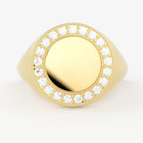 Personalised Ring / Signet Ring / 14k Gold Diamond Signet Ring / Initial Ring / Solid Gold Monogram Ring / Diamond Ring / Engraved Ring