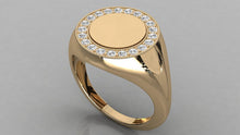 Load image into Gallery viewer, Personalised Ring / Signet Ring / 14k Gold Diamond Signet Ring / Initial Ring / Solid Gold Monogram Ring / Diamond Ring / Engraved Ring - Jalvi & Co.