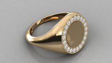 Load image into Gallery viewer, Personalised Ring / Signet Ring / 14k Gold Diamond Signet Ring / Initial Ring / Solid Gold Monogram Ring / Diamond Ring / Engraved Ring - Jalvi &amp; Co.