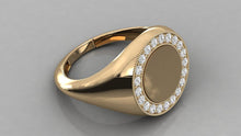 Load image into Gallery viewer, Personalised Ring / Signet Ring / 14k Gold Diamond Signet Ring / Initial Ring / Solid Gold Monogram Ring / Diamond Ring / Engraved Ring - Jalvi & Co.