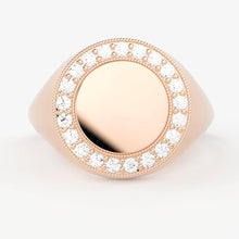 Load image into Gallery viewer, Personalised Ring / Signet Ring / 14k Gold Diamond Signet Ring / Initial Ring / Solid Gold Monogram Ring / Diamond Ring / Engraved Ring - Jalvi & Co.