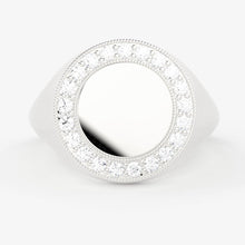 Load image into Gallery viewer, Personalised Ring / Signet Ring / 14k Gold Diamond Signet Ring / Initial Ring / Solid Gold Monogram Ring / Diamond Ring / Engraved Ring - Jalvi & Co.
