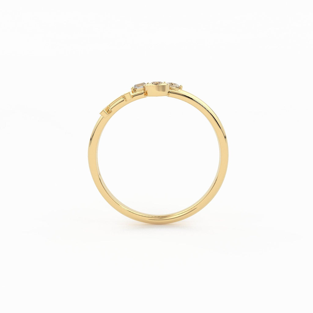 Personalized Initial Letter Ring Set with Bezel Set Solitaire Diamond Ring in 14k Gold / Perfect Gift for Mothers / Birthstones Available - Jalvi & Co.