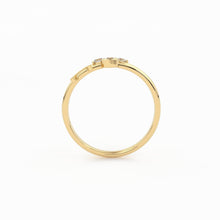 Load image into Gallery viewer, Personalized Initial Letter Ring Set with Bezel Set Solitaire Diamond Ring in 14k Gold / Perfect Gift for Mothers / Birthstones Available - Jalvi & Co.