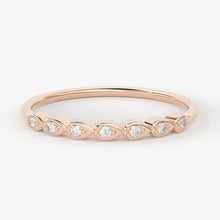 Load image into Gallery viewer, Petite Diamond Wedding Band / 14k Gold Round Pear Shape Women&#39;s Wedding Ring Available in Rose Gold White Gold - Jalvi &amp; Co.
