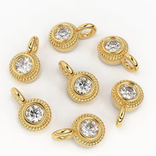 Load image into Gallery viewer, Petite Round Diamond Charm Pendant / 14k 18k Solid Gold Pendant / Diamond Pendant / Solitaire Diamond Charm / Sale - Jalvi & Co.