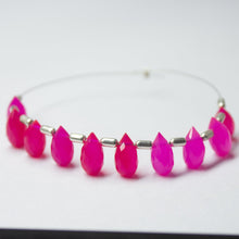 Load image into Gallery viewer, Pink Chalcedony Faceted Teardrop Beads 10mm 5mm 10pc - Jalvi & Co.