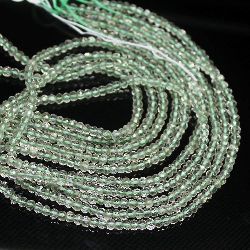 Prasiolite Green Amethyst Faceted Round Ball Loose Gemstone Beads Strand 14" 3mm - Jalvi & Co.
