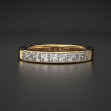 Load image into Gallery viewer, Princess Cut Diamond Band / 2.50MM Thin Channel Set Diamond Ring / Half Eternity Stackable Ring / Diamond Wedding Ring / Minimalist Handmade Ring - Jalvi & Co.