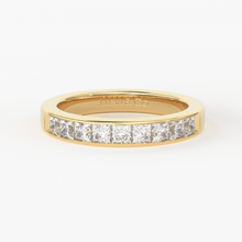 Load image into Gallery viewer, Princess Cut Diamond Band / 2.50MM Thin Channel Set Diamond Ring / Half Eternity Stackable Ring / Diamond Wedding Ring / Minimalist Handmade Ring - Jalvi & Co.